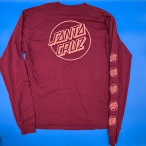 Santa Cruz Long Sleeve T Shirt Maroon‎ Classic Skater Men Large Y2K